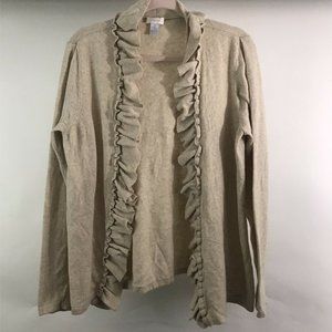 Open Front Ruffle Cardigan Cotton Cashmere